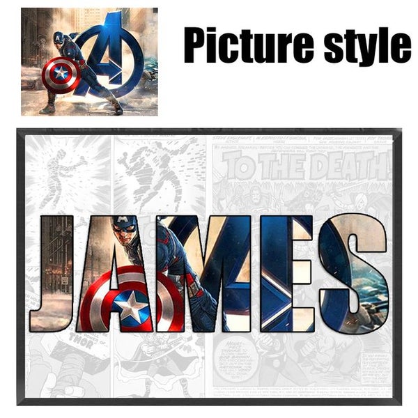 Personalised Marvel NAME Word Art Print Superhero Character Poster Customiz Gift Carousel 7