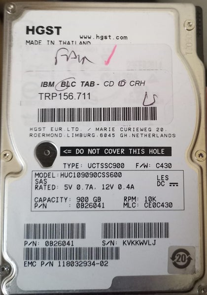 HGST 900GB 10K 2.5" SAS Drive Carousel 1