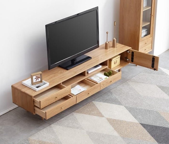 Oslo Natural Solid Oak Entertainment Unit 200CM (Oak Furniture Store) Carousel 2