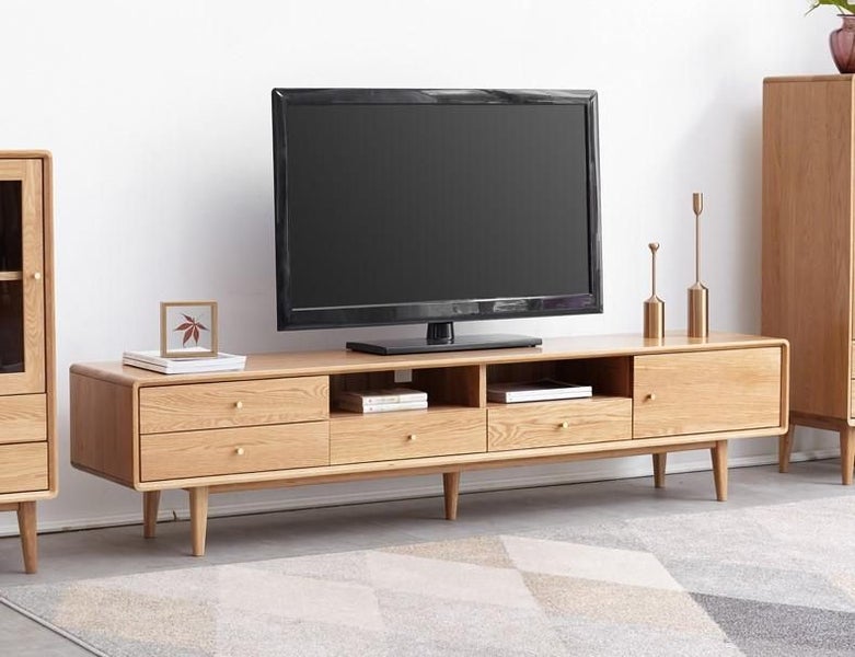 Oslo Natural Solid Oak Entertainment Unit 200CM (Oak Furniture Store) Carousel 1