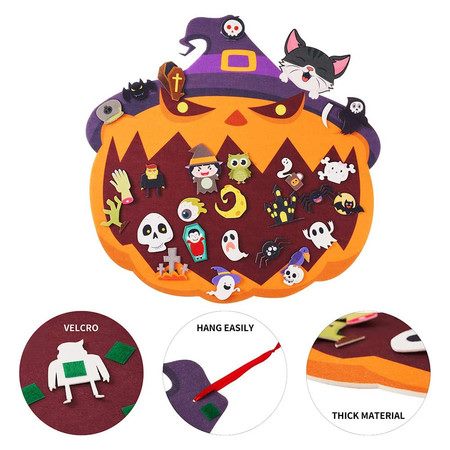 Halloween Felt Pumpkins,3D DIY Pumpkin Set with Detachable Ornaments Carousel 1