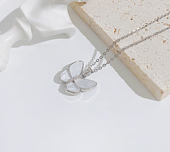 Necklace Butterfly Pendant CZ Stainless Steel Necklace For Women Carousel 2