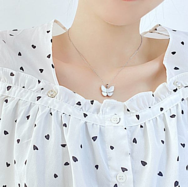 Necklace Butterfly Pendant CZ Stainless Steel Necklace For Women Carousel 4
