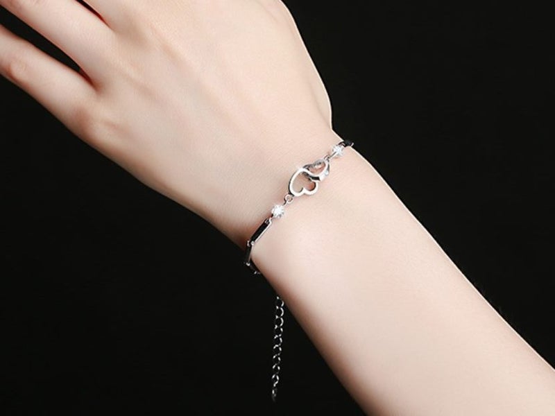 Bracelet Double Heart White Gold Plated Bracelet Carousel 4