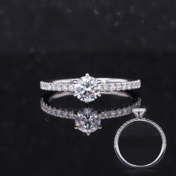 0.5ct Lab Grown Diamond Ring Engagement Ring Solid 18K WHITE GOLD Side Shoulders62949053809153119