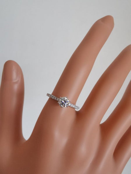 0.5ct Lab Grown Diamond Ring Engagement Ring Solid 18K WHITE GOLD Side Shoulders62949053809153112