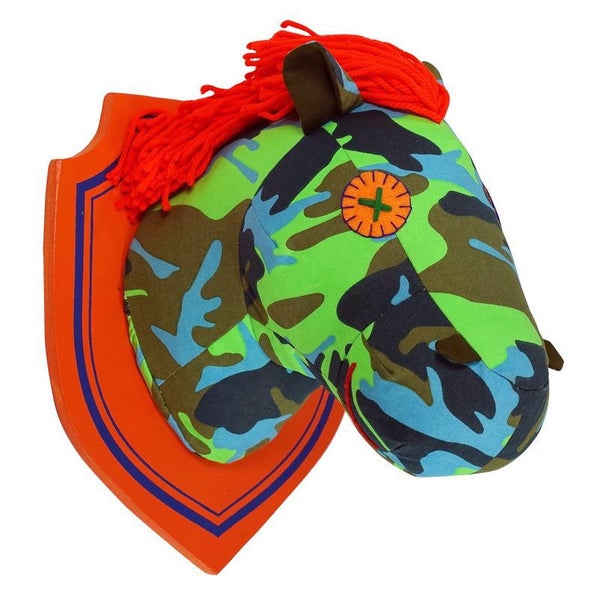 Horse Head Wall Hanging - Green/Blue Camo Design628543218307861110