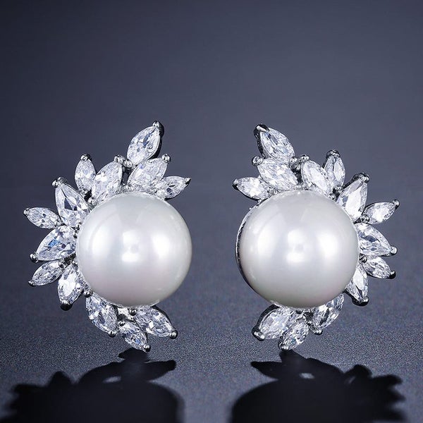 Earrings Jewelry Stud Diamonds Rhinestone Crystal Luxury Fashion Pearl Earrings Carousel 1