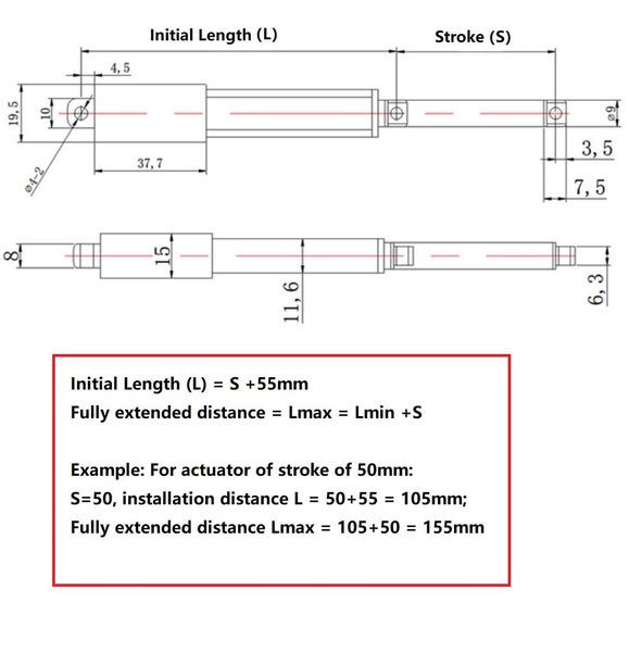 Micro Linear Actuator 10mm Stroke 12V 8mm/s 6kg Carousel 4