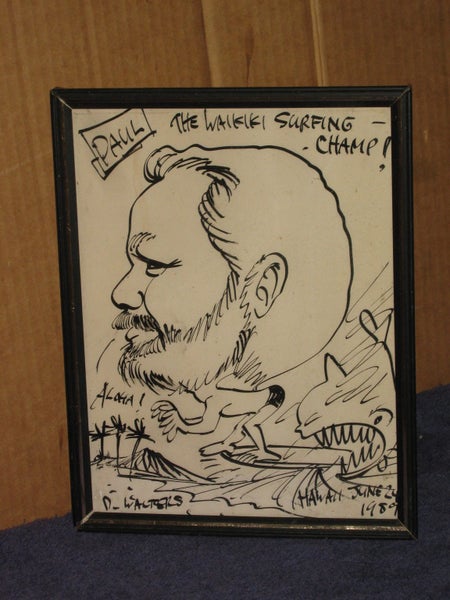 D Walters drawing of Paul - of Waikiki 1989 Surf Champ ?? Carousel 2