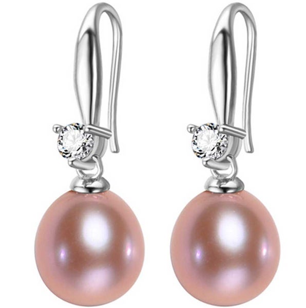 925 Sterling Silver Pearl Earring with Crystals "Ginara" (Grape) Carousel 1
