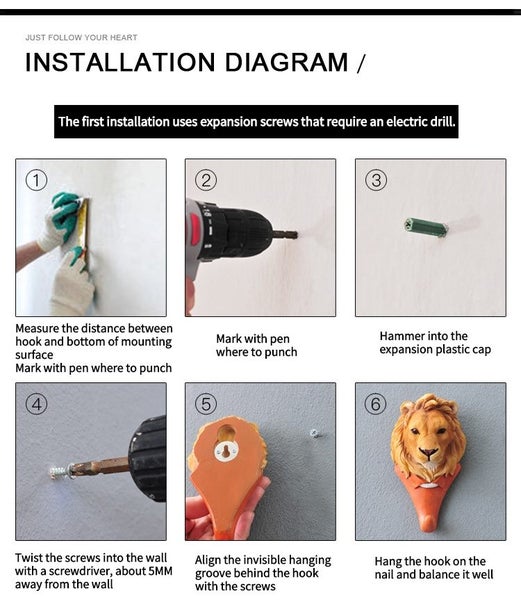 Animals Wall Mounted Coat Rack Hooks Carousel 4