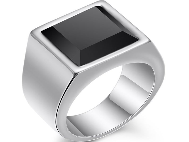 Ring Smooth Square Men's Ring Stainless Steel Black Color Size 11 Carousel 1