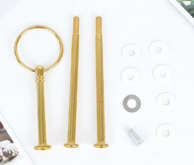 3 Layers Cupcake Plate Stand Handle Fitting Hardware Wedding Party Supply Golden Carousel 1