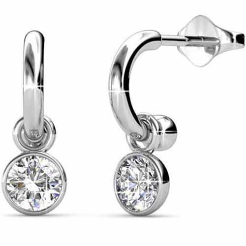 18K White Gold Crystal Dangle Earrings "Luella" Carousel 1