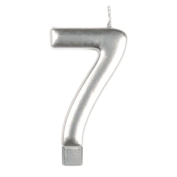 Candle Numeral Moulded Silver #7 Carousel 1