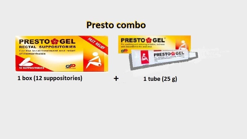 Presto gel + suppositories hemorrhoid (haemorrhoids) relief Carousel 1