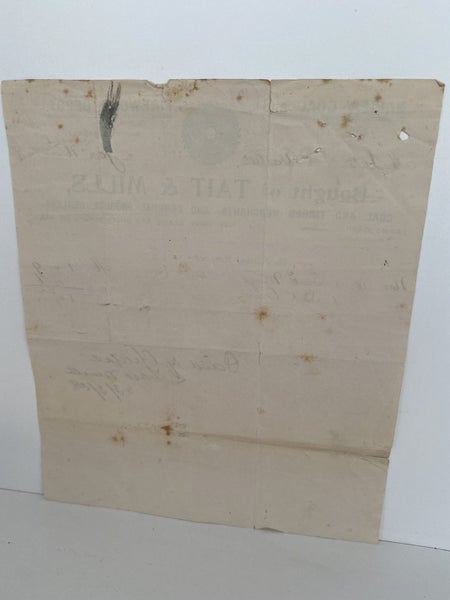ANTIQUE INVOICE / RECEIPT: Tait and Mills, Coal and Timber 1908 (114 yo) Carousel 3