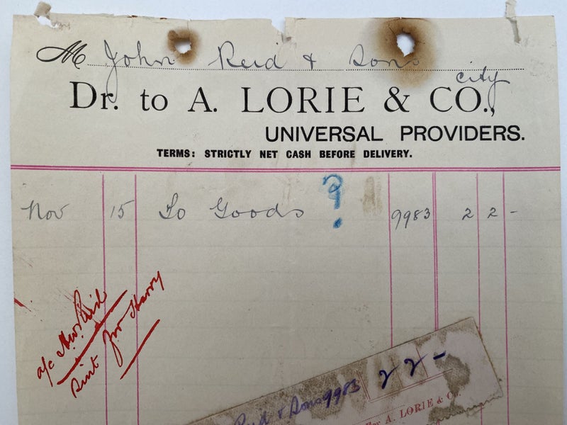 ANTIQUE INVOICE / RECEIPT: A. Lorie & Co - Universal Providers 1899 (123 yo) Carousel 1
