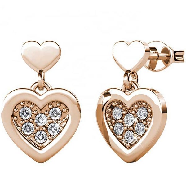 Rose-Gold Crystal Heart Shaped Earrings "Erina" Carousel 1