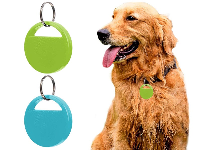 2Pcs Bluetooth Key Finder GPS Tracker Bluetooth Locator Pet Tracker Blue Green Carousel 1