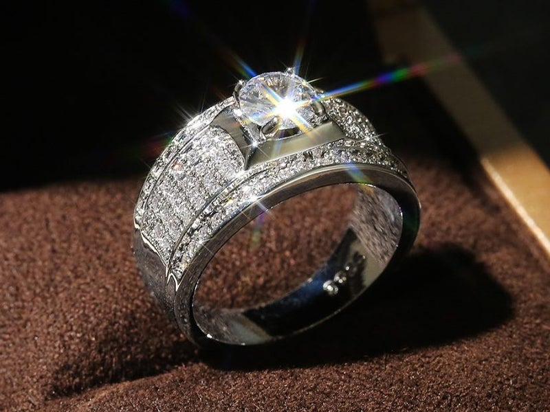 Men's Ring With CZ Diamond White Gold Plated/S9 Carousel 1