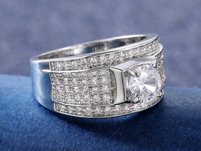 Men's Ring With CZ Diamond White Gold Plated/S9 Carousel 2