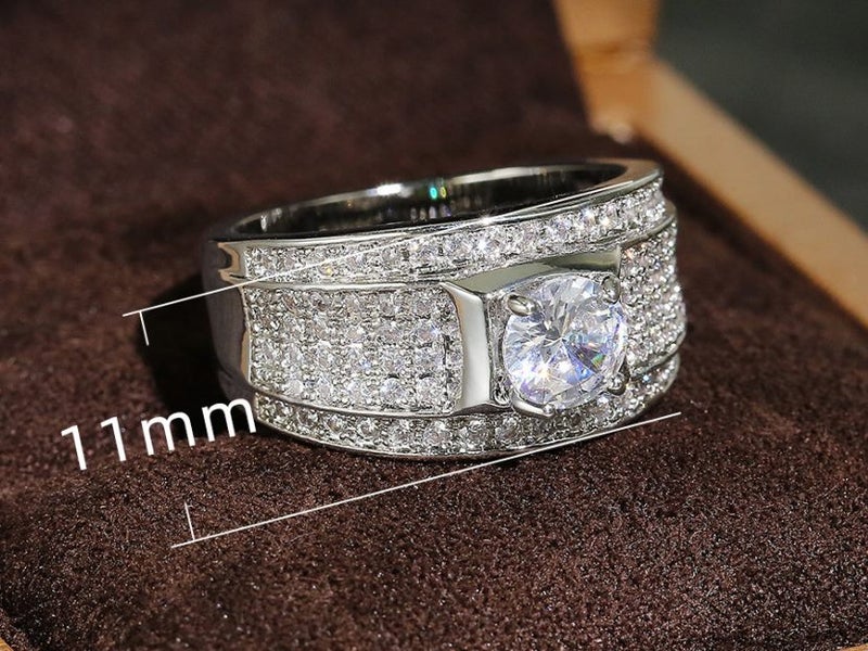 Men's Ring With CZ Diamond White Gold Plated/S9 Carousel 3