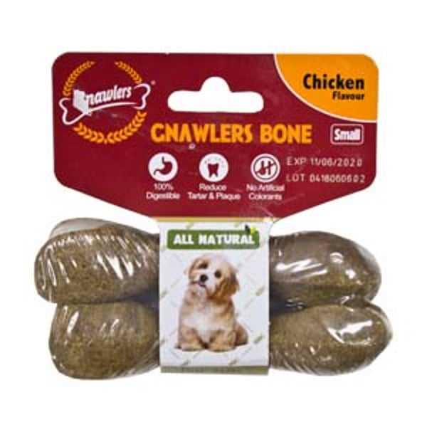 Gnawler Dog Treat 7.6cm Chicken Bone 3" Small Twin Pack Carousel 1
