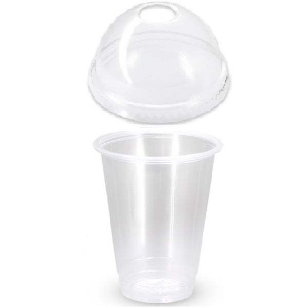 50 X Drinking Cups Clear Pp With Clear Dome Lid 18oz / 520ml Carousel 1