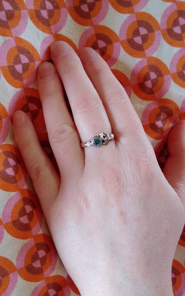Sea Blue Topaz set Silver Floral Ring Carousel 2