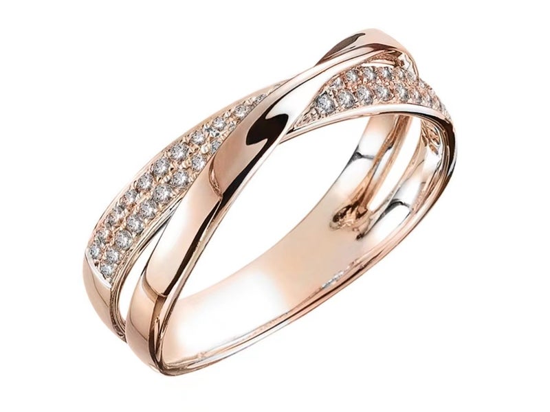 Ring CZ Diamonds Rose Gold Plated/S8 Carousel 1