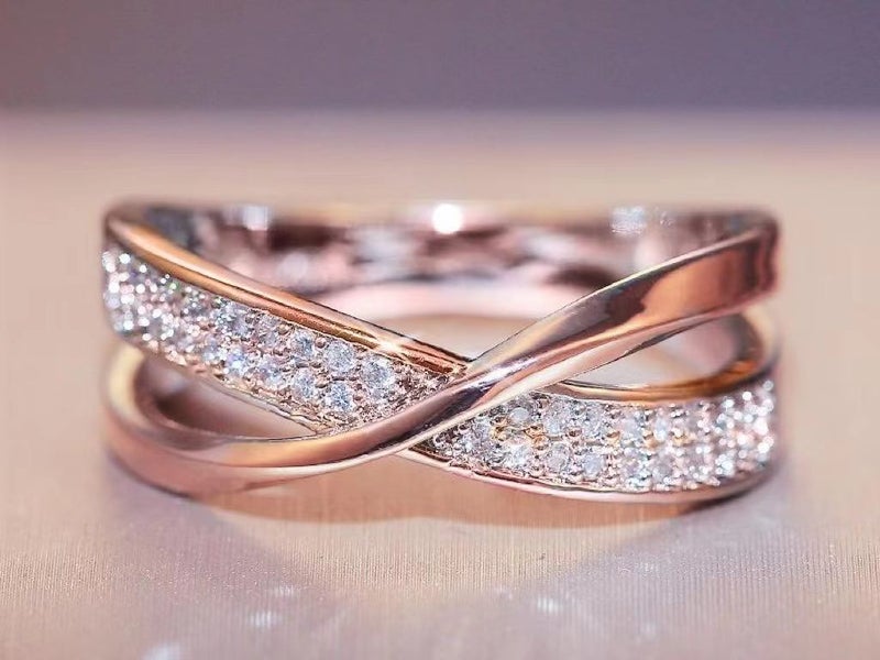 Ring CZ Diamonds Rose Gold Plated/S8 Carousel 2