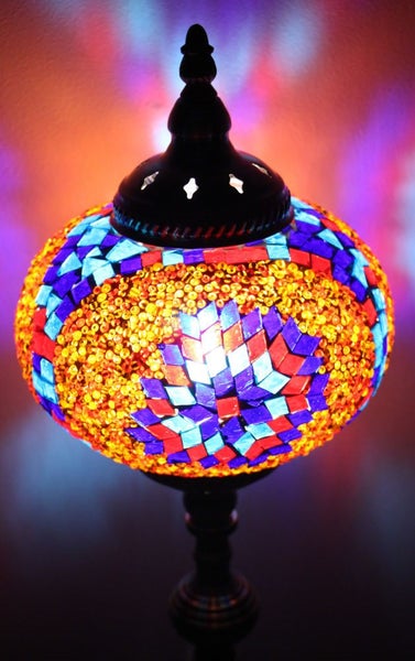 Turkish Mosaic Table Lamp XLarge Purple Red Carousel 2