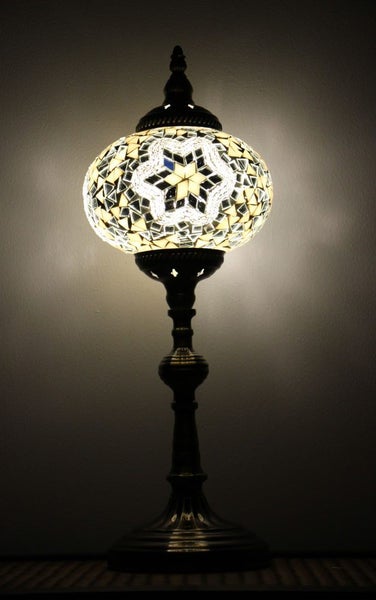 Turkish Mosaic Table Lamp XLarge White Carousel 1