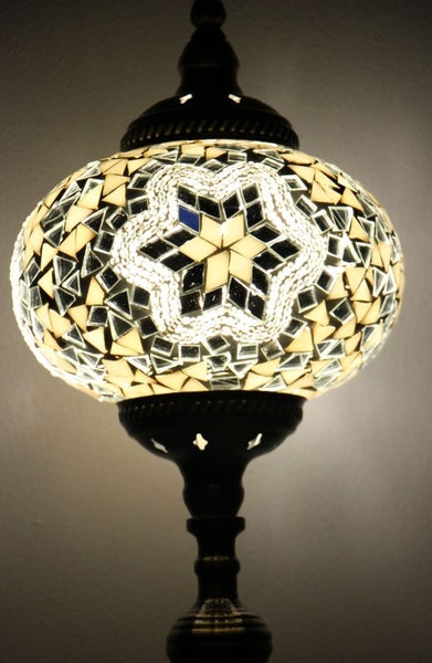 Turkish Mosaic Table Lamp XLarge White Carousel 2
