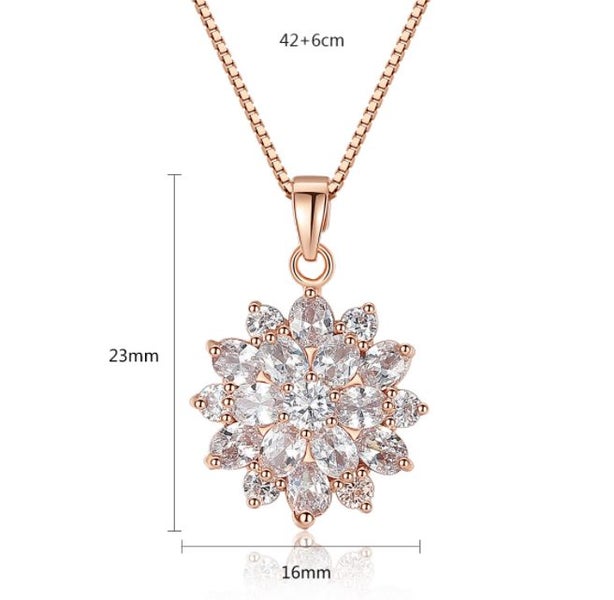 Necklace CZ Flower Pendant Necklace for Women Rose Gold Plated Carousel 5
