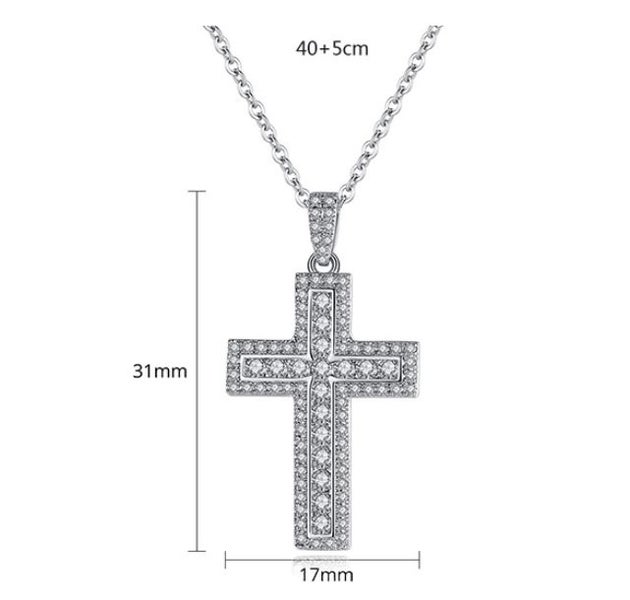 Cross Pendant Necklace Genuine White Gold Plated / Christmas Gift Carousel 4