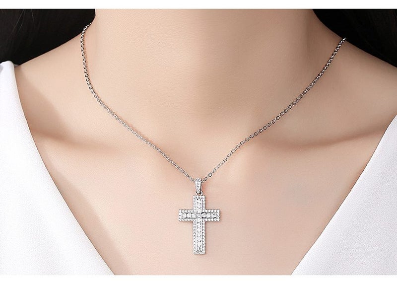 Cross Pendant Necklace Genuine White Gold Plated / Christmas Gift Carousel 2