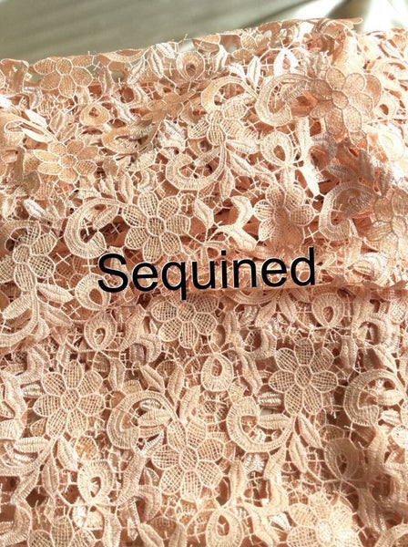 Apricot Sequined Guipure Lace 1.15cm length Carousel 2