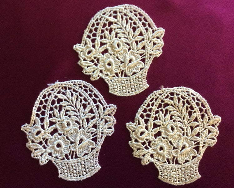 Guipure Lace flower baskets motifs Carousel 1