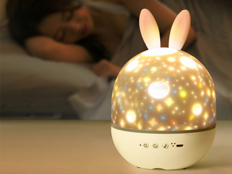 3 in 1 Rotating Projector Lamp Rabbit Night Light Music Box with 6 Theme Films Carousel 2