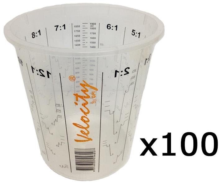 Calibrated Graduated Paint Mixing Cups 1900ml VM2 x 100 Carousel 1
