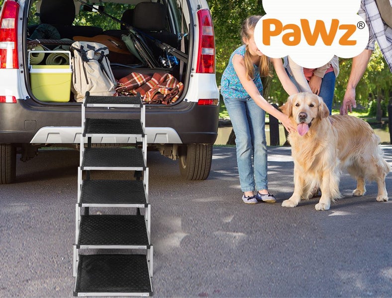 Pawz 6 Steps Dog Ramp Adjustable Height Stair Car Dog Folding Portable Aluminium Carousel 9