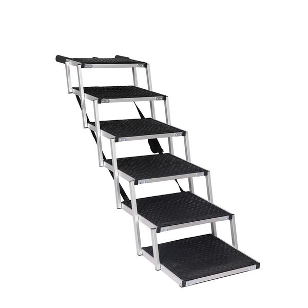 Pawz 6 Steps Dog Ramp Adjustable Height Stair Car Dog Folding Portable Aluminium Carousel 1