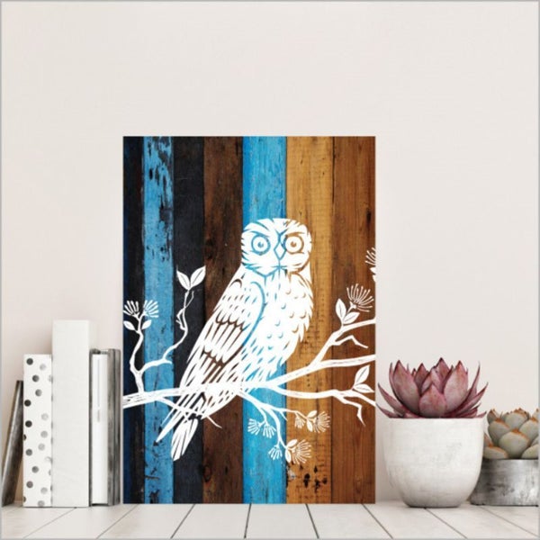 Wall Art - Plywood Rectangle AT Morepork Large (42cm) Carousel 1