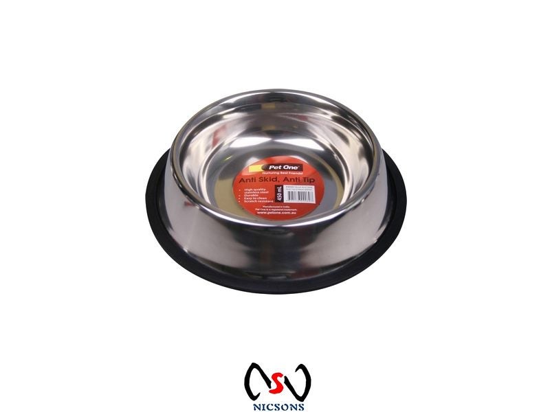 Pet One Dog Bowl - Anti Skid Anti Tip Steel 450ml Carousel 1