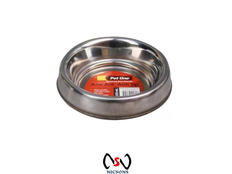 PET ONE DOG BOWL - ANTI ANT ANTI TIP STEEL 230ML Carousel 1