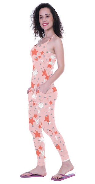 Moomaya Printed Nightwear 2 Pcs Set For Women's Spaghetti strap Sleepwear Carousel 2