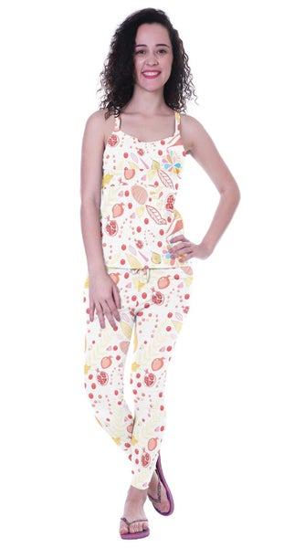 Moomaya Printed Nightwear 2 Pcs Set For Women's Spaghetti strap Sleepwear Carousel 1